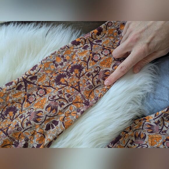 Liquido Orange Pink Purple Floral Leggings S Small High Rise Waisted - Picture 6 of 8